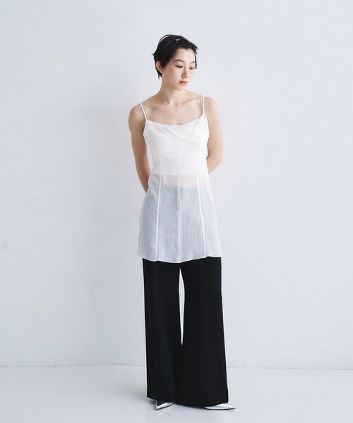 CODE A（コードエー）の「georgette cami（タンクトップ・レディース・ホワイト/チャコールグレー・00）」の8枚目の写真