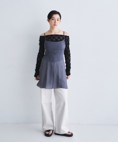 CODE A（コードエー）の「georgette cami（タンクトップ・レディース・ホワイト/チャコールグレー・00）」の10枚目の写真