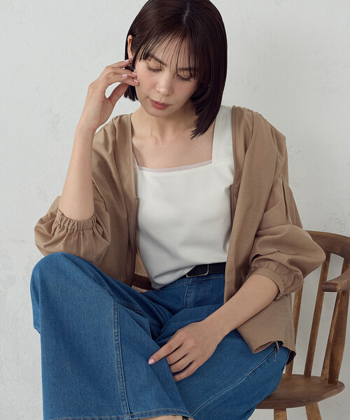 COMME CA ISM（コムサイズム）の「2WAYスクエア ネックタンクトップ（タンクトップ・レディース・ホワイト/ブラック・MEDIUM/LARGE）」の3枚目の写真