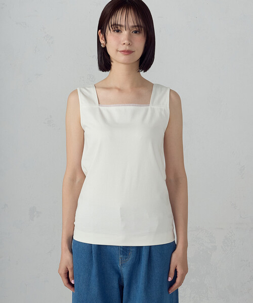 COMME CA ISM（コムサイズム）の「2WAYスクエア ネックタンクトップ（タンクトップ・レディース・ホワイト/ブラック・MEDIUM/LARGE）」の6枚目の写真
