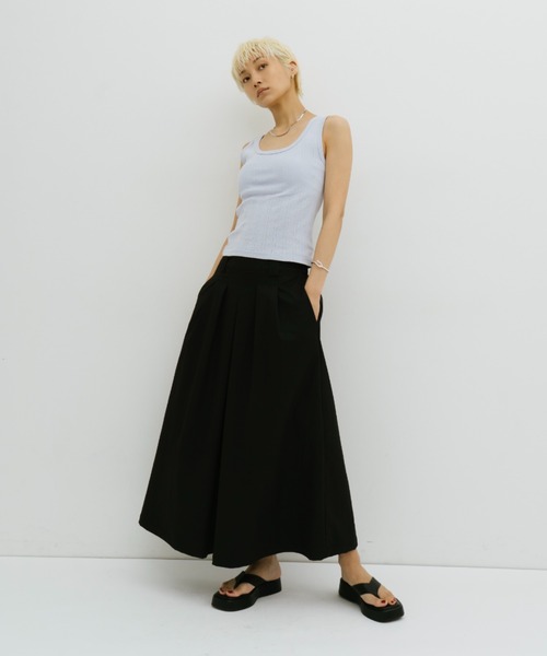 HANNE（アン）の「タックフレアミディスカート（スカート・レディース・ブラック/ホワイト・M/S）」の21枚目の写真