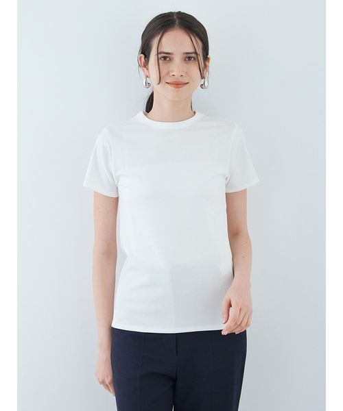 Mila Owen(ミラオーウェン)の「ソフトタッチ半袖Tシャツ(Tシャツ/カットソー・レディース・イエロー/ホワイト/チャコールグレー・0/1)」の4枚目の写真
