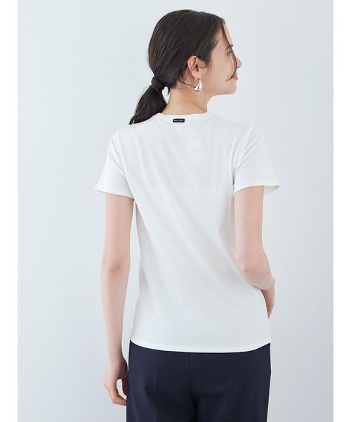 Mila Owen(ミラオーウェン)の「ソフトタッチ半袖Tシャツ(Tシャツ/カットソー・レディース・イエロー/ホワイト/チャコールグレー・0/1)」の6枚目の写真
