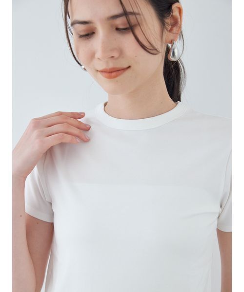 Mila Owen(ミラオーウェン)の「ソフトタッチ半袖Tシャツ(Tシャツ/カットソー・レディース・イエロー/ホワイト/チャコールグレー・0/1)」の7枚目の写真