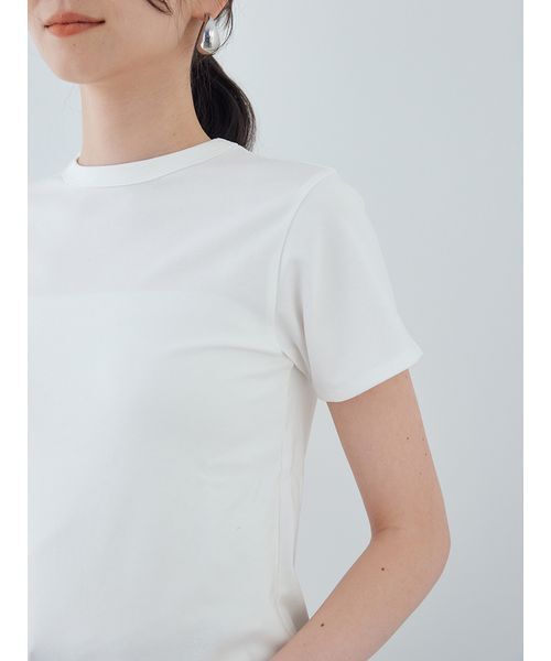 Mila Owen(ミラオーウェン)の「ソフトタッチ半袖Tシャツ(Tシャツ/カットソー・レディース・イエロー/ホワイト/チャコールグレー・0/1)」の9枚目の写真