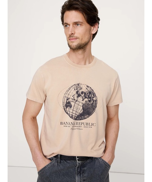Banana Republic(バナナリパブリック)の「コットン グラフィック Tシャツ(Tシャツ/カットソー・メンズ・ベージュ/ブラウン・XS/S/M/L/XL)」の1枚目の写真