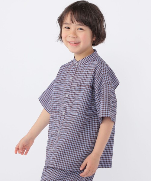 SHIPS（シップス）の「SHIPS KIDS:100～130cm /〈UVカット/吸水速乾〉ドライタッチ バンドカラー シャツ（シャツ/ブラウス・キッズ・ブラウン系/ブルー系その他・110/100/130/120）」の3枚目の写真
