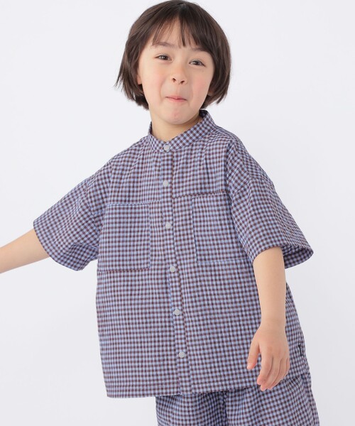SHIPS（シップス）の「SHIPS KIDS:100～130cm /〈UVカット/吸水速乾〉ドライタッチ バンドカラー シャツ（シャツ/ブラウス・キッズ・ブラウン系/ブルー系その他・110/100/130/120）」の4枚目の写真