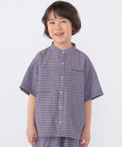 SHIPS（シップス）の「SHIPS KIDS:100～130cm /〈UVカット/吸水速乾〉ドライタッチ バンドカラー シャツ（シャツ/ブラウス・キッズ・ブラウン系/ブルー系その他・110/100/130/120）」の5枚目の写真