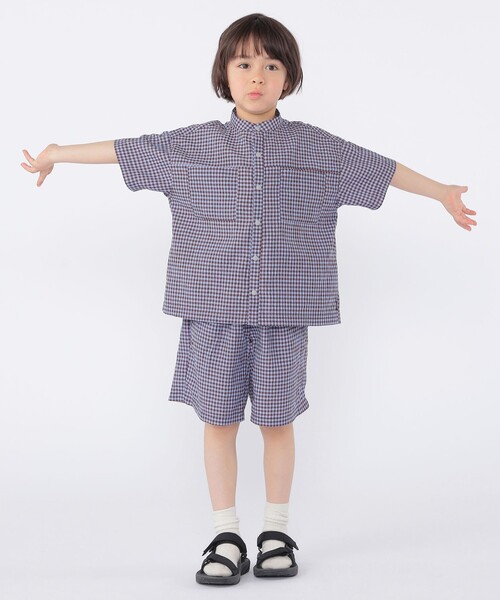 SHIPS（シップス）の「SHIPS KIDS:100～130cm /〈UVカット/吸水速乾〉ドライタッチ バンドカラー シャツ（シャツ/ブラウス・キッズ・ブラウン系/ブルー系その他・110/100/130/120）」の6枚目の写真