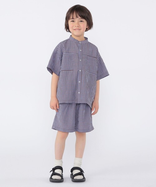 SHIPS（シップス）の「SHIPS KIDS:100～130cm /〈UVカット/吸水速乾〉ドライタッチ バンドカラー シャツ（シャツ/ブラウス・キッズ・ブラウン系/ブルー系その他・110/100/130/120）」の7枚目の写真