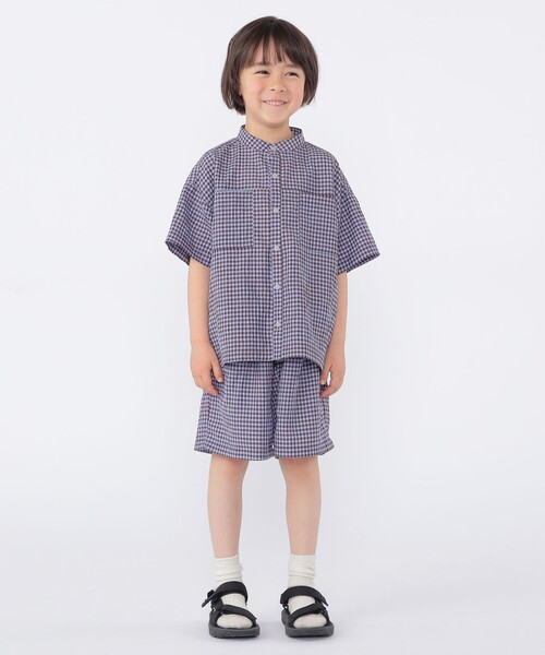 SHIPS（シップス）の「SHIPS KIDS:100～130cm /〈UVカット/吸水速乾〉ドライタッチ バンドカラー シャツ（シャツ/ブラウス・キッズ・ブラウン系/ブルー系その他・110/100/130/120）」の8枚目の写真