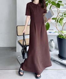 ラウンドカラー クラシカル ロング ワンピース