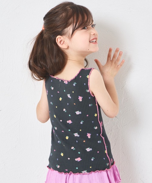 pairmanon（ペアマノン）の「【リブコットン100】ガールズ 配色メロー 総柄タンクトップ（タンクトップ・キッズ・ホワイト系その他/レッド系その他/ブラック系その他・100/90/110/140/150/130/120）」の7枚目の写真