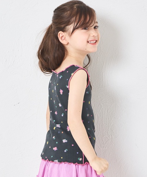 pairmanon（ペアマノン）の「【リブコットン100】ガールズ 配色メロー 総柄タンクトップ（タンクトップ・キッズ・ホワイト系その他/レッド系その他/ブラック系その他・100/90/110/140/150/130/120）」の8枚目の写真