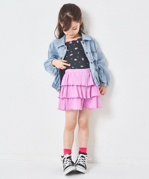 pairmanon（ペアマノン）の「【リブコットン100】ガールズ 配色メロー 総柄タンクトップ（タンクトップ・キッズ・ホワイト系その他/レッド系その他/ブラック系その他・100/90/110/140/150/130/120）」の10枚目の写真