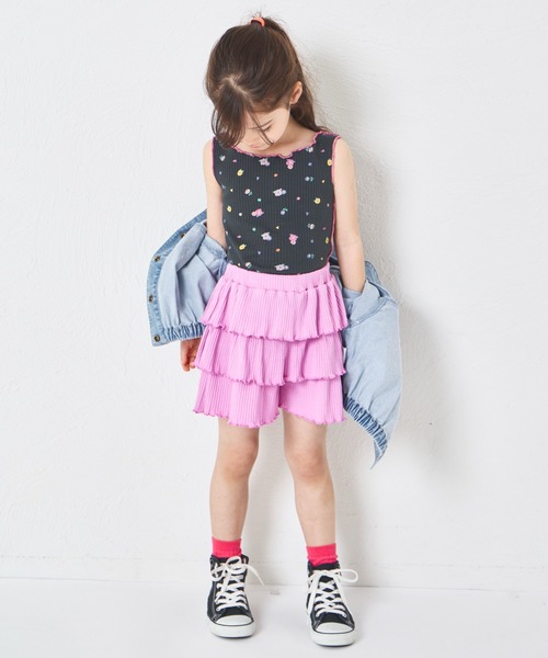 pairmanon（ペアマノン）の「【リブコットン100】ガールズ 配色メロー 総柄タンクトップ（タンクトップ・キッズ・ホワイト系その他/レッド系その他/ブラック系その他・100/90/110/140/150/130/120）」の12枚目の写真