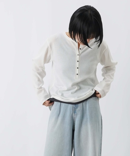 LUCA/LADY LUCK LUCA（ルカ/レディラックルカ）の「LC/LLL リブヘンリーネックプルオーバー（Tシャツ/カットソー・レディース・オフホワイト/グレー/ブラック/グレイッシュベージュ・FREE）」の10枚目の写真