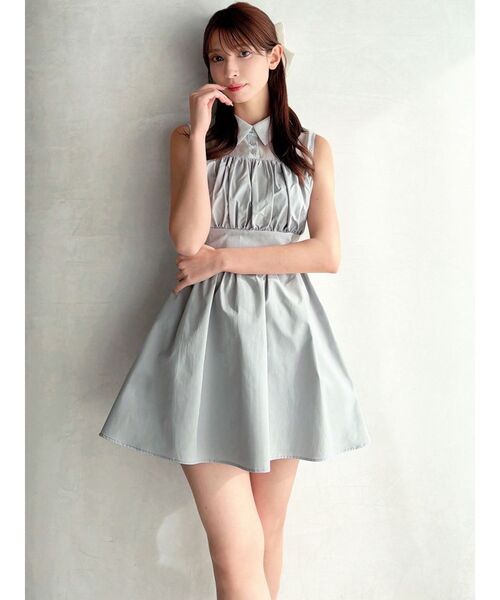 RESEXXY（リゼクシー）の「シャツレイヤードミニワンピース（ワンピース・レディース・ブラック/ブルー/その他1・FREE）」の4枚目の写真