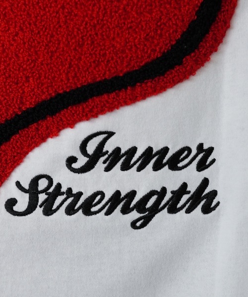 SPINNS(スピンズ)の「ハートバックプリント半袖Tシャツ/サガラ刺繍ロゴ /ワンポイント(Tシャツ/カットソー・メンズ・ホワイト/ブラック/ネイビー/ウッドランド・ONESIZE)」の19枚目の写真