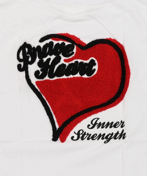 SPINNS(スピンズ)の「ハートバックプリント半袖Tシャツ/サガラ刺繍ロゴ /ワンポイント(Tシャツ/カットソー・メンズ・ホワイト/ブラック/ネイビー/ウッドランド・ONESIZE)」の7枚目の写真