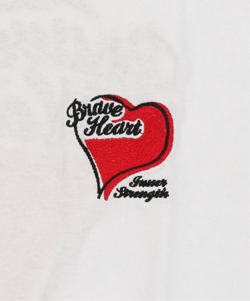 SPINNS(スピンズ)の「ハートバックプリント半袖Tシャツ/サガラ刺繍ロゴ /ワンポイント(Tシャツ/カットソー・メンズ・ホワイト/ブラック/ネイビー/ウッドランド・ONESIZE)」の9枚目の写真