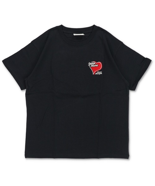 SPINNS(スピンズ)の「ハートバックプリント半袖Tシャツ/サガラ刺繍ロゴ /ワンポイント(Tシャツ/カットソー・メンズ・ホワイト/ブラック/ネイビー/ウッドランド・ONESIZE)」の12枚目の写真