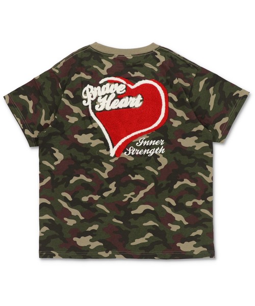 SPINNS(スピンズ)の「ハートバックプリント半袖Tシャツ/サガラ刺繍ロゴ /ワンポイント(Tシャツ/カットソー・メンズ・ホワイト/ブラック/ネイビー/ウッドランド・ONESIZE)」の14枚目の写真