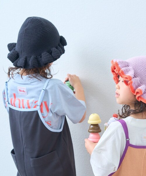 CIAOPANIC TYPY（チャオパニックティピー）の「【KIDS】クロシェ編みフリルハット（ハット・キッズ・バイオレット/ブラック・ONE SIZE）」の4枚目の写真
