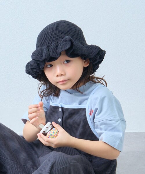 CIAOPANIC TYPY（チャオパニックティピー）の「【KIDS】クロシェ編みフリルハット（ハット・キッズ・バイオレット/ブラック・ONE SIZE）」の13枚目の写真