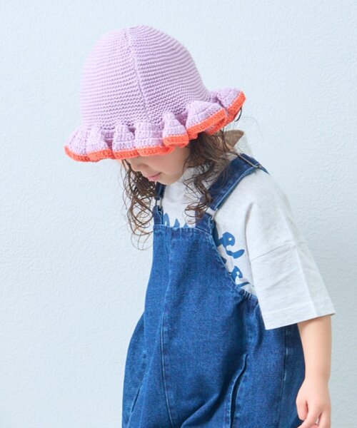 CIAOPANIC TYPY（チャオパニックティピー）の「【KIDS】クロシェ編みフリルハット（ハット・キッズ・バイオレット/ブラック・ONE SIZE）」の14枚目の写真
