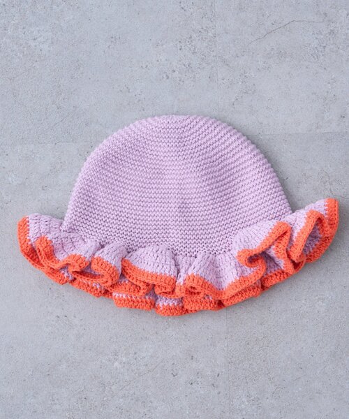 CIAOPANIC TYPY（チャオパニックティピー）の「【KIDS】クロシェ編みフリルハット（ハット・キッズ・バイオレット/ブラック・ONE SIZE）」の16枚目の写真