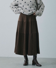 Mirette（ミレット）の「エアリーティアード プリーツミモレ丈スカート / Airy Tiered Pleated Midi Skirt（スカート）」