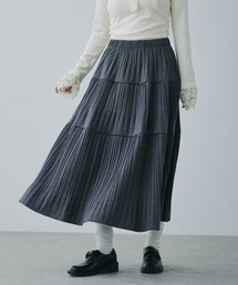 Mirette（ミレット）の「エアリーティアード プリーツミモレ丈スカート / Airy Tiered Pleated Midi Skirt（スカート）」