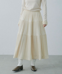 Mirette（ミレット）の「エアリーティアード プリーツミモレ丈スカート / Airy Tiered Pleated Midi Skirt（スカート）」