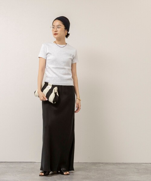 NOLLEY’S（ノーリーズ）の「【MAQWEL/マクウェル】ウォッシャブルCOTTON RIB 半袖Tシャツ（Tシャツ/カットソー・レディース・ベビーピンク/ライトグレー/ネイビー/オフホワイト・FREE）」の17枚目の写真