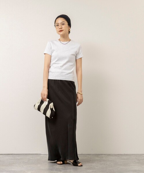 NOLLEY’S（ノーリーズ）の「【MAQWEL/マクウェル】ウォッシャブルCOTTON RIB 半袖Tシャツ（Tシャツ/カットソー・レディース・ベビーピンク/ライトグレー/ネイビー/オフホワイト・FREE）」の20枚目の写真