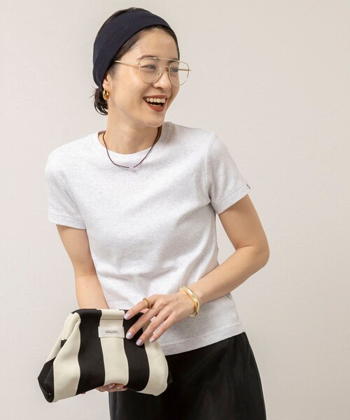 NOLLEY’S（ノーリーズ）の「【MAQWEL/マクウェル】ウォッシャブルCOTTON RIB 半袖Tシャツ（Tシャツ/カットソー・レディース・ベビーピンク/ライトグレー/ネイビー/オフホワイト・FREE）」の22枚目の写真