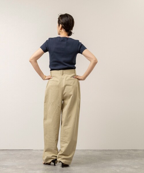 NOLLEY’S（ノーリーズ）の「【MAQWEL/マクウェル】ウォッシャブルCOTTON RIB 半袖Tシャツ（Tシャツ/カットソー・レディース・ベビーピンク/ライトグレー/ネイビー/オフホワイト・FREE）」の7枚目の写真