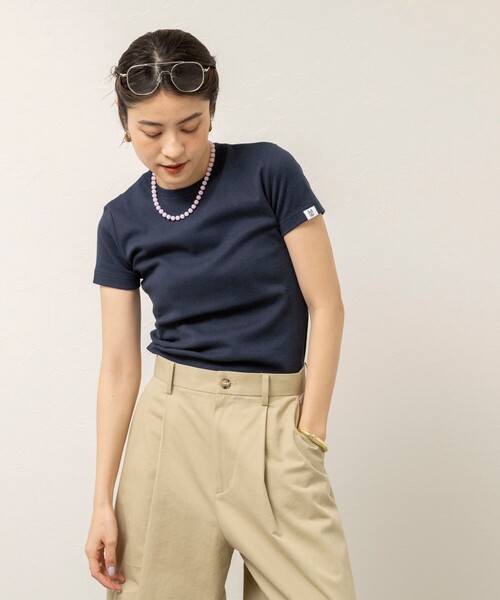 NOLLEY’S（ノーリーズ）の「【MAQWEL/マクウェル】ウォッシャブルCOTTON RIB 半袖Tシャツ（Tシャツ/カットソー・レディース・ベビーピンク/ライトグレー/ネイビー/オフホワイト・FREE）」の8枚目の写真