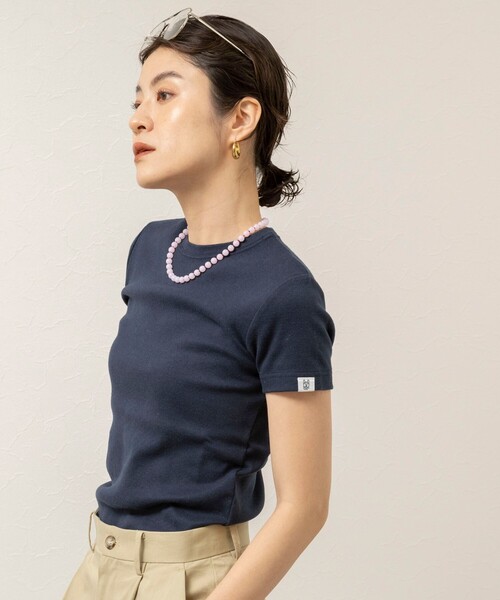 NOLLEY’S（ノーリーズ）の「【MAQWEL/マクウェル】ウォッシャブルCOTTON RIB 半袖Tシャツ（Tシャツ/カットソー・レディース・ベビーピンク/ライトグレー/ネイビー/オフホワイト・FREE）」の11枚目の写真