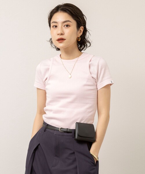 NOLLEY’S（ノーリーズ）の「【MAQWEL/マクウェル】ウォッシャブルCOTTON RIB 半袖Tシャツ（Tシャツ/カットソー・レディース・ベビーピンク/ライトグレー/ネイビー/オフホワイト・FREE）」の16枚目の写真