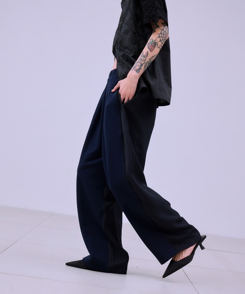 THINGS THAT MATTER(シングス ザット マター)の「SMART STRIPE SWEAT PANTS / スマート ストライプ スウェット パンツ(スウェットパンツ・レディース・ネイビー/ブラック・FREE)」の7枚目の写真