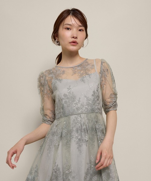 Kana(カナ)の「花柄スパンコールAラインワンピースドレス 結婚式 お呼ばれ オケージョン(ドレス・レディース・ライトグリーン/ブルー系その他/ブラック/イエロー・M/S)」の13枚目の写真