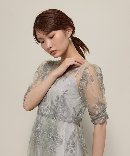Kana(カナ)の「花柄スパンコールAラインワンピースドレス 結婚式 お呼ばれ オケージョン(ドレス・レディース・ライトグリーン/ブルー系その他/ブラック/イエロー・M/S)」の14枚目の写真