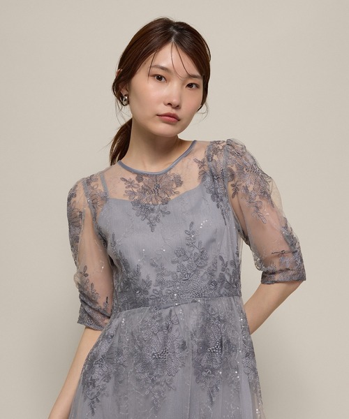 Kana(カナ)の「花柄スパンコールAラインワンピースドレス 結婚式 お呼ばれ オケージョン(ドレス・レディース・ライトグリーン/ブルー系その他/ブラック/イエロー・M/S)」の12枚目の写真