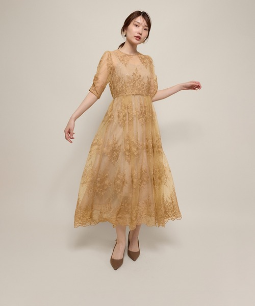 Kana(カナ)の「花柄スパンコールAラインワンピースドレス 結婚式 お呼ばれ オケージョン(ドレス・レディース・ライトグリーン/ブルー系その他/ブラック/イエロー・M/S)」の14枚目の写真