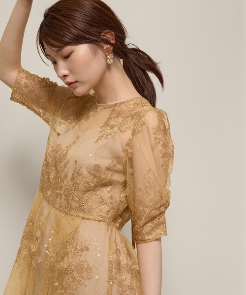 Kana(カナ)の「花柄スパンコールAラインワンピースドレス 結婚式 お呼ばれ オケージョン(ドレス・レディース・ライトグリーン/ブルー系その他/ブラック/イエロー・M/S)」の17枚目の写真