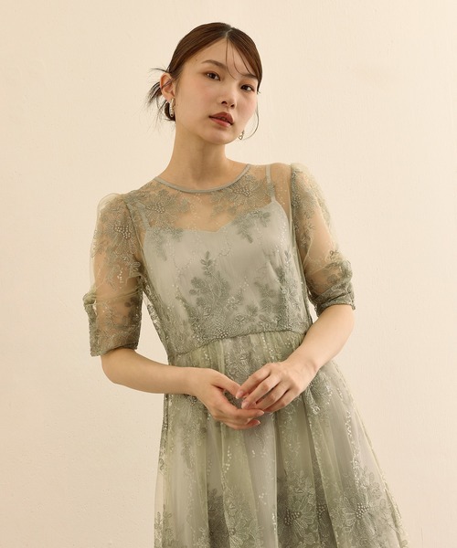 Kana(カナ)の「花柄スパンコールAラインワンピースドレス 結婚式 お呼ばれ オケージョン(ドレス・レディース・ライトグリーン/ブルー系その他/ブラック/イエロー・M/S)」の9枚目の写真