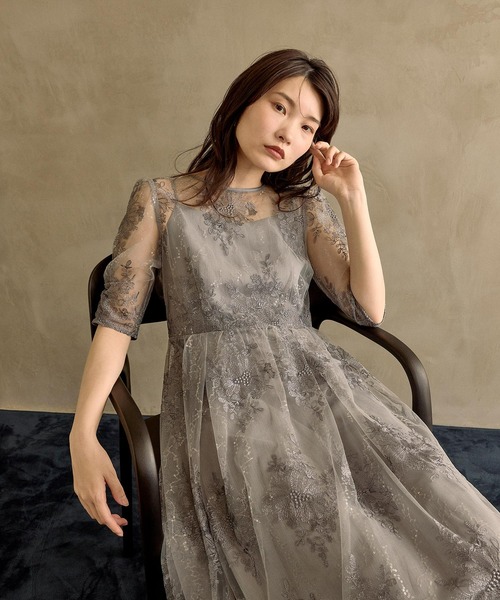 Kana(カナ)の「花柄スパンコールAラインワンピースドレス 結婚式 お呼ばれ オケージョン(ドレス・レディース・ライトグリーン/ブルー系その他/ブラック/イエロー・M/S)」の20枚目の写真